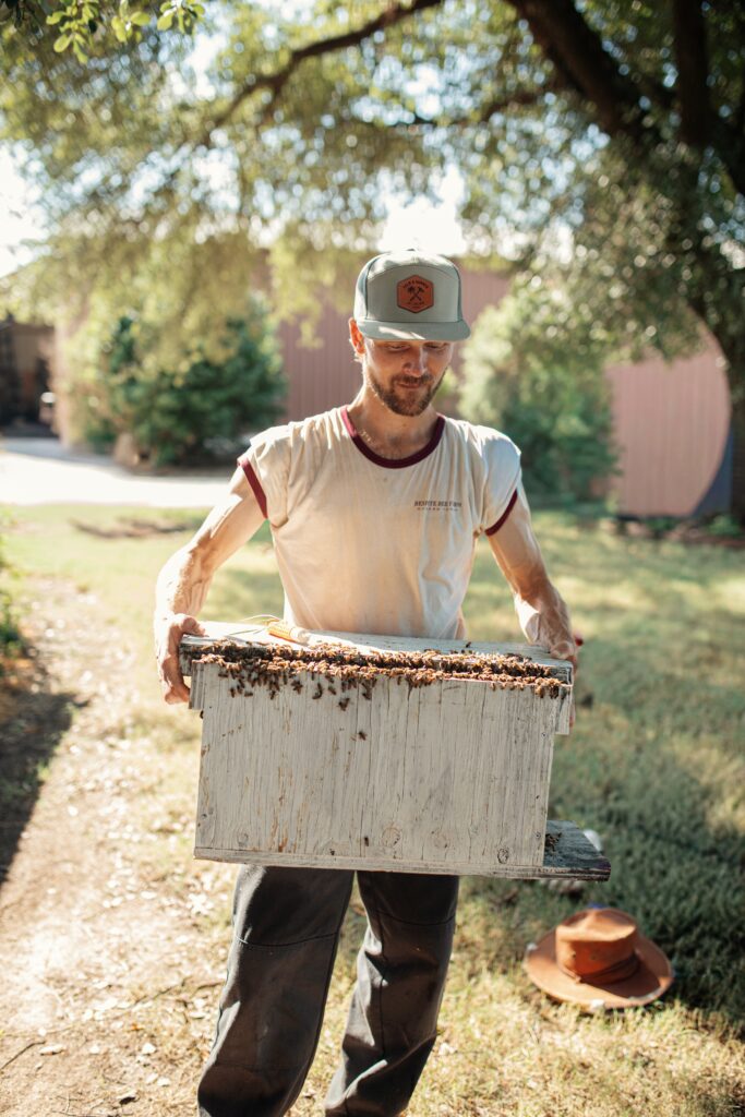 Ben getting ready to remove bees from a home