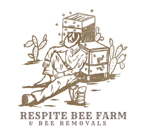 Texas Bee Removal logo with beekeeper and bee hives